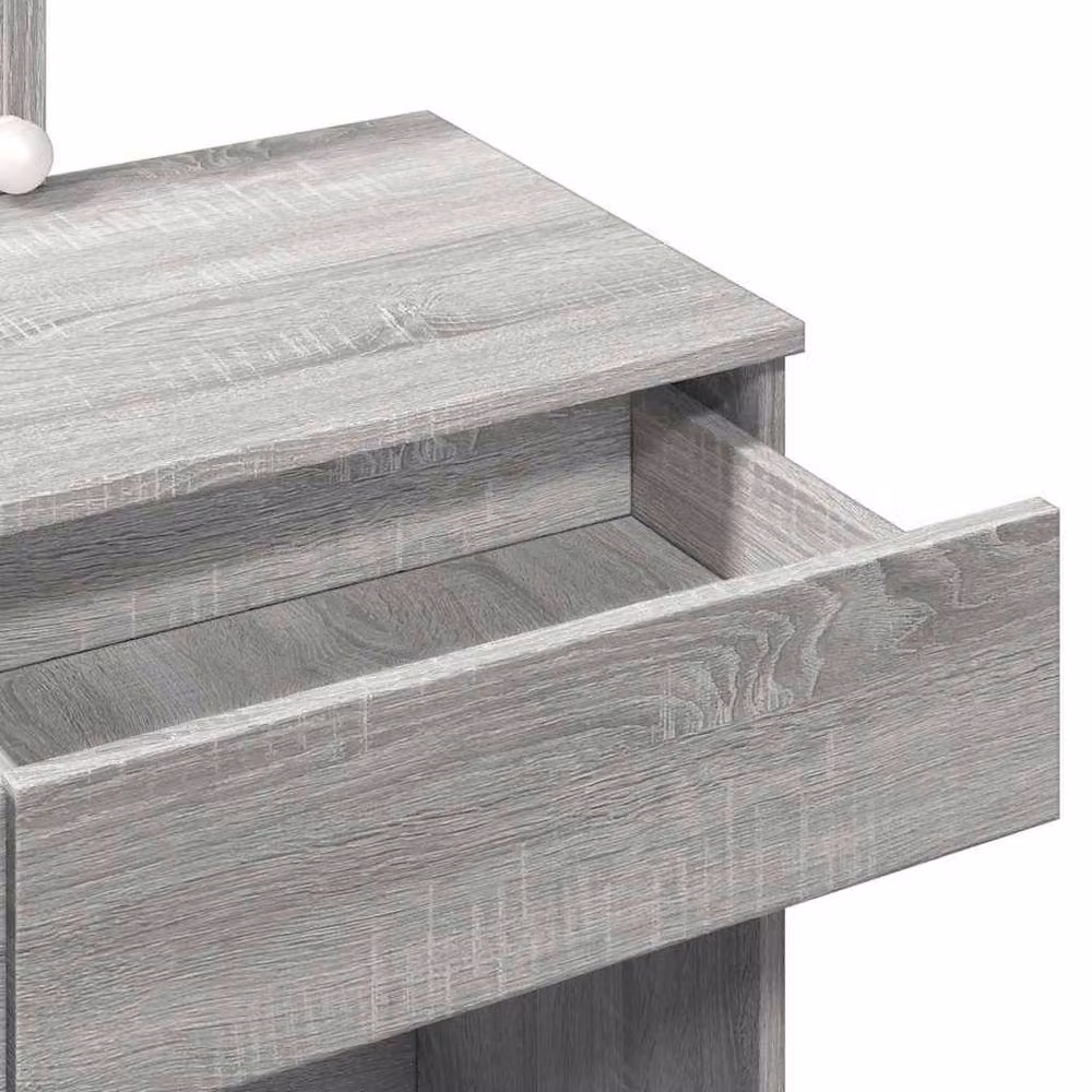 Berkfield Home Beautiful Dressing Table with LED in Grey Sonoma, W/D/H: 100 x 40 x 130 cm – 4