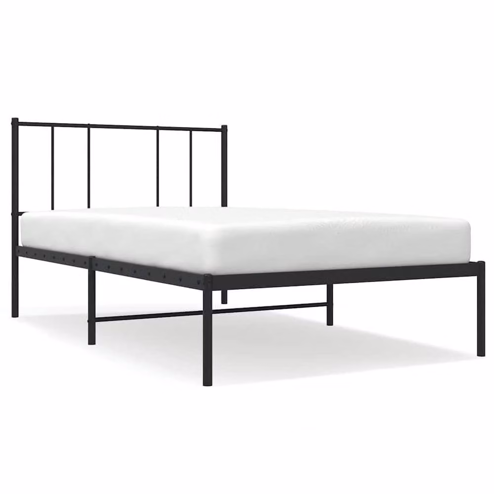 Berkfield Home Metal Bed Frame with Headboard in Black W/D/H: 190 x 105 x 90 cm – 2