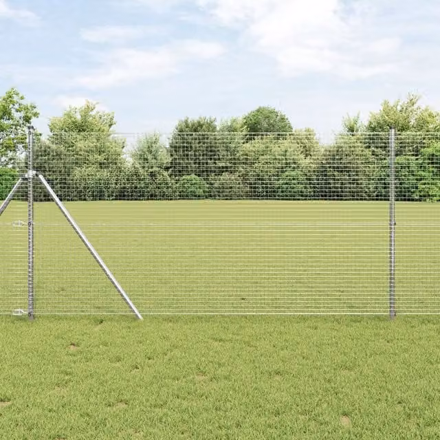 Berkfield Home Welded Wire Fence in Silver Galvanised Steel, H: 120 cm x L: 25 m – 1