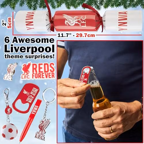 Get Trend Liverpool FC Luxury Christmas Crackers, Pack of 6, Red and Multicolour – 2