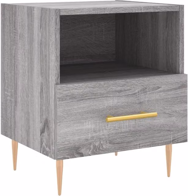 Berkfield Home Grey Sonoma Bedside Cabinet in Engineered Wood W/D/H: 40 x 35 x 47.5 cm