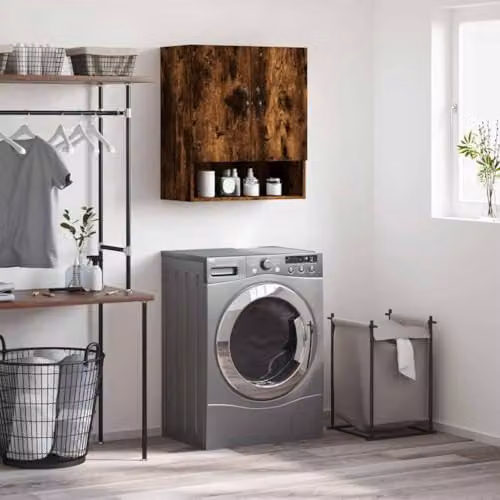 vidaXL Wall Cabinet in Smoked Oak, W: 60 cm, D: 31 cm, H: 70 cm – 2