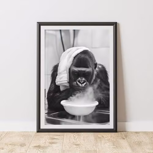 60 Second Makeover Gorilla Steaming Face Animal Print Paper Poster, A4