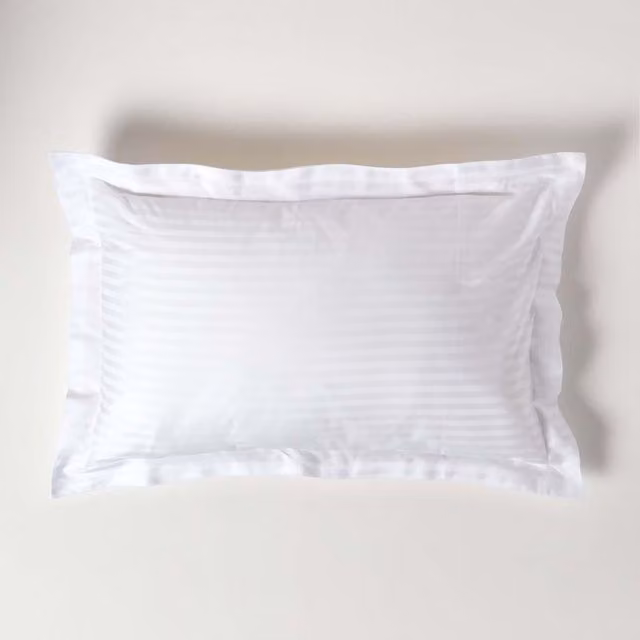 Homescapes White Egyptian Cotton Satin Stripe Oxford Pillowcase with Envelope Closure