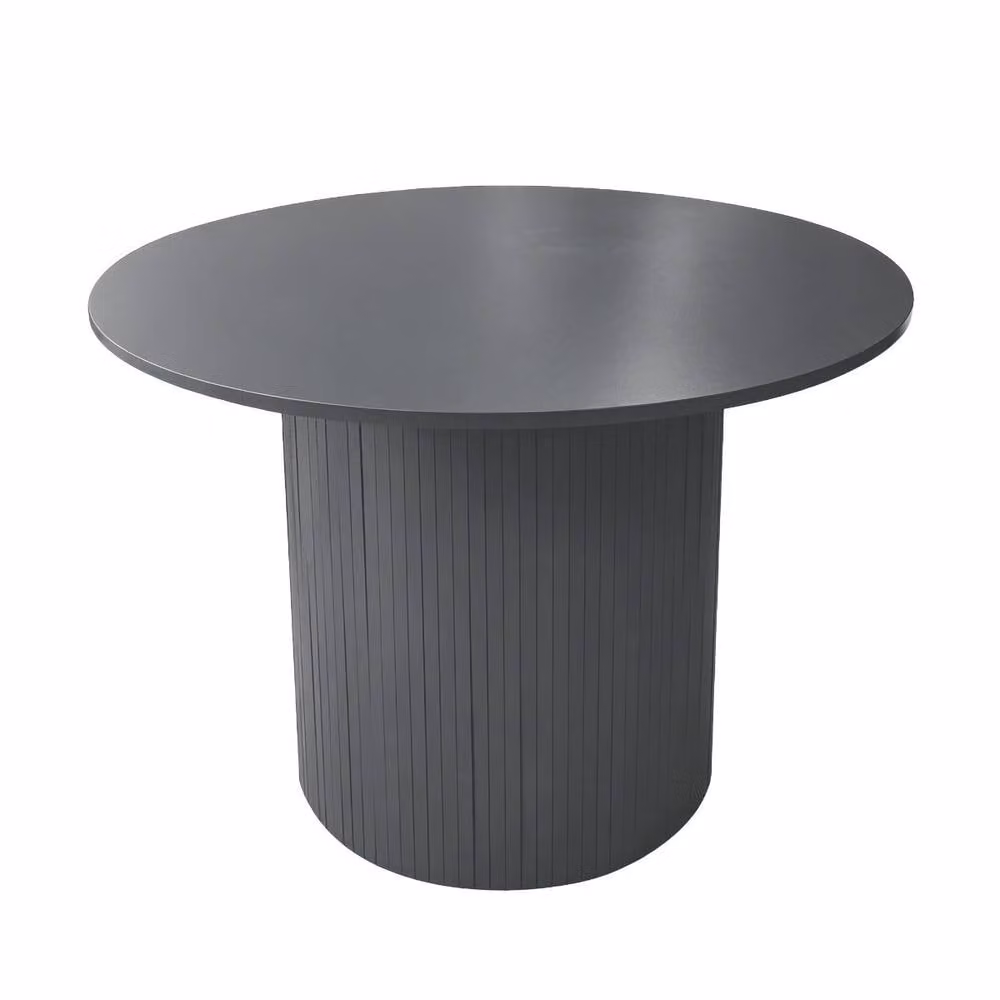 OHS Madison Ribbed Round Dining Table in Anthracite and Black Wood Effect – 2