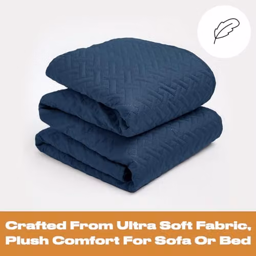 OHS Geometric Blue Quilted Pinsonic Throw Blanket, W: 200 cm, D: 240 cm – 6