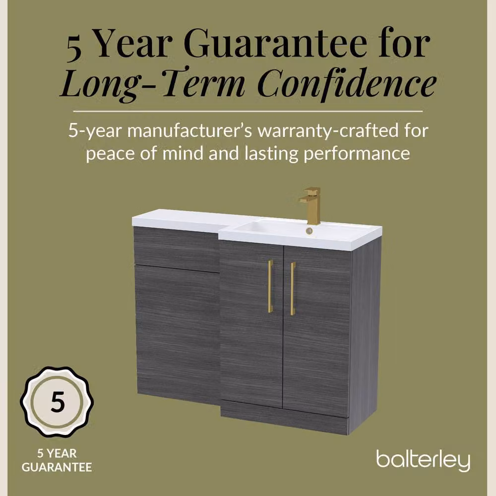 Balterley Modern Right-Hand Vanity and WC Unit Combination in Matt Grey Woodgrain Anthracite – 4