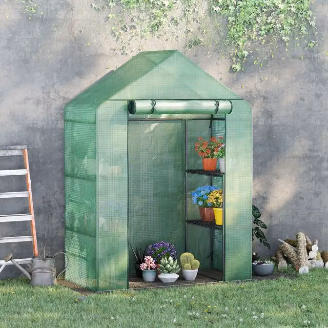 OUTSUNNY Portable Green Gardening Plant Grow House with Steel Frame, W/D/H: 141 x 72 x 191 cm – 1