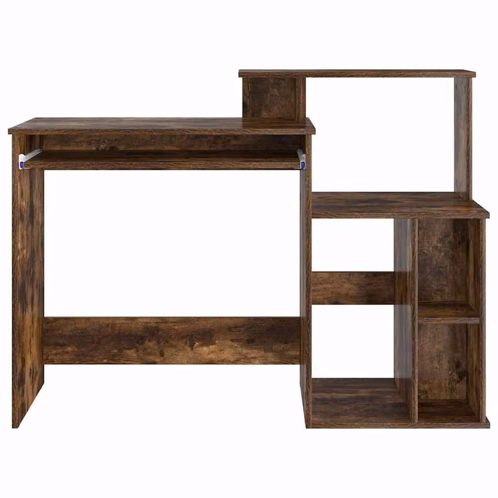 Berkfield Home Modern Writing Desk with Storage in Smoked Oak Brown, W/D/H: 120.5 x 44 x 88.5 cm – 5
