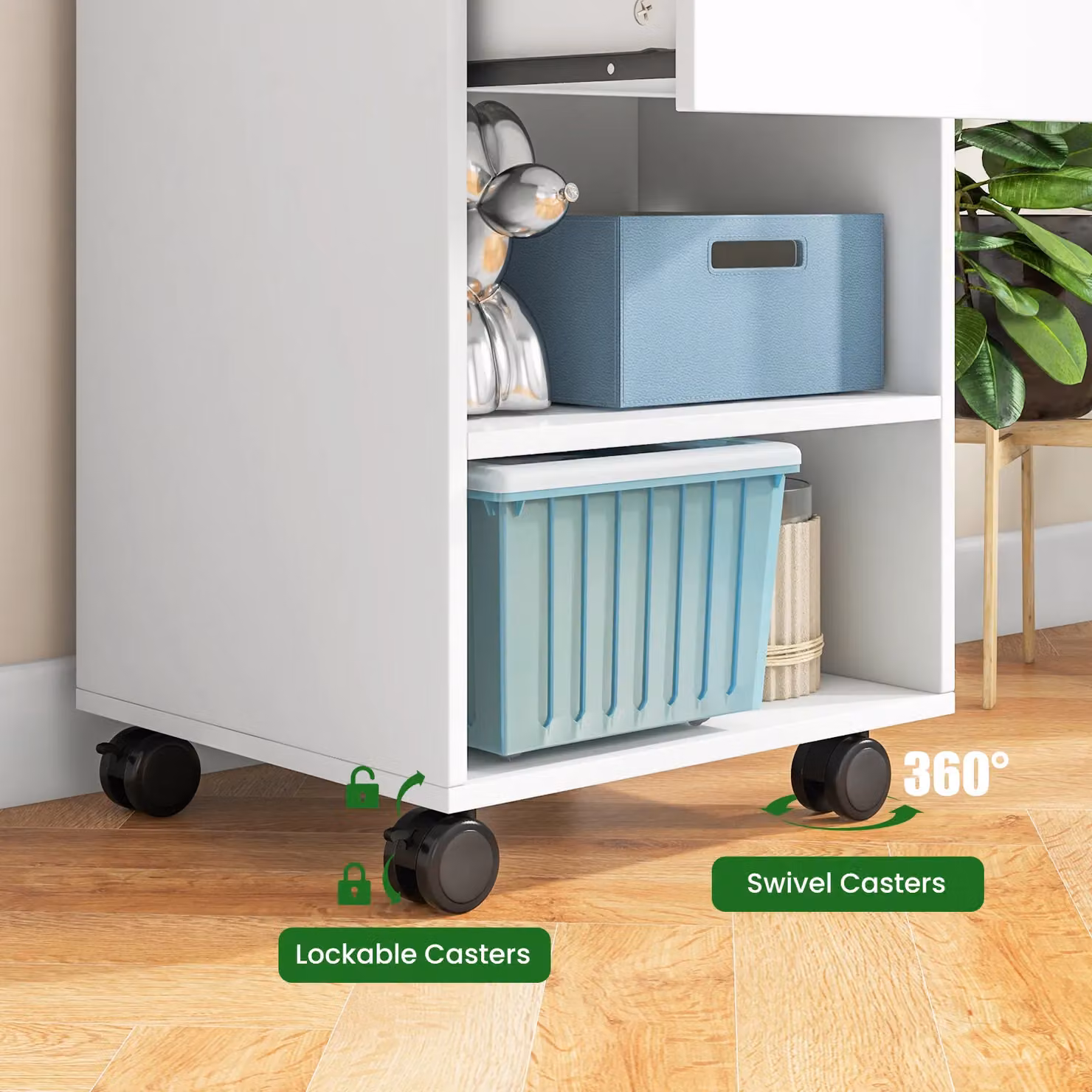 Gymax Rolling File Storage and Craft Utility Cart with 3 Drawers and Dowel Rods in White – 2