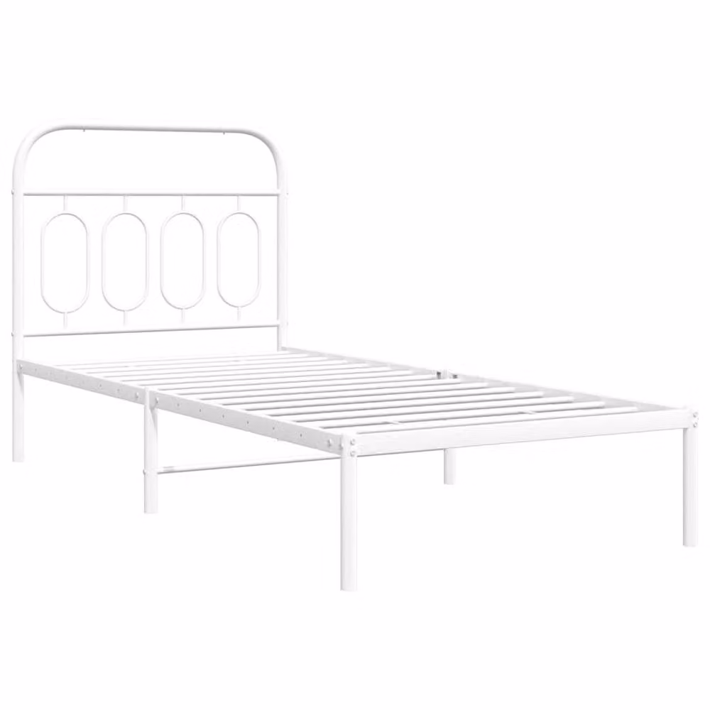 Berkfield Home Metal Bed Frame with Headboard, White, W/D/H: 80 x 200 cm – 3