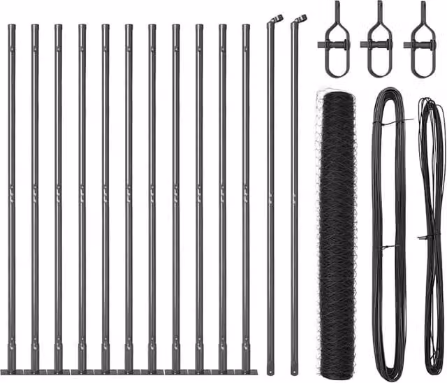 Berkfield Home Grey Powder-Coated Steel Hexagon Fence, H: 0.8 m x W: 25 m