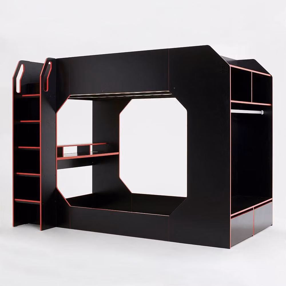 Recoil Boss Pod Small Double Gaming High Sleeper Bed with Desk, Storage Drawers and Stairs in Black – 3