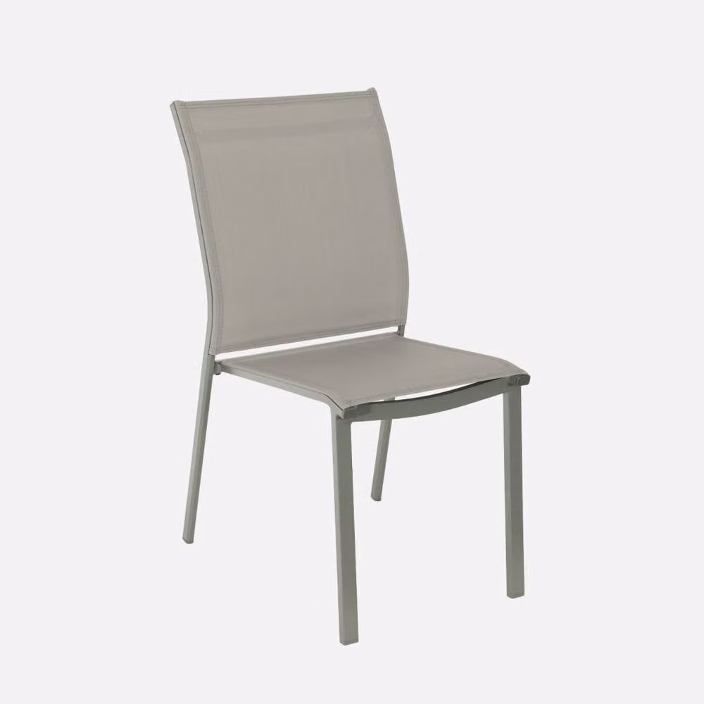 sweeek Set of 4 Stackable Aluminium Garden Chairs in Khaki, H 89.5 x W 45.5 x D 45.5 cm
