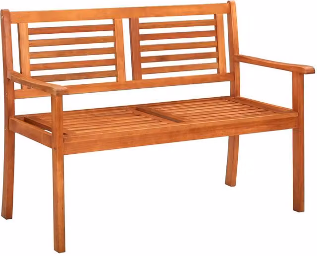 Berkfield Home 2-Seater Garden Bench in Brown Solid Oiled Eucalyptus Wood, Width: 120 cm