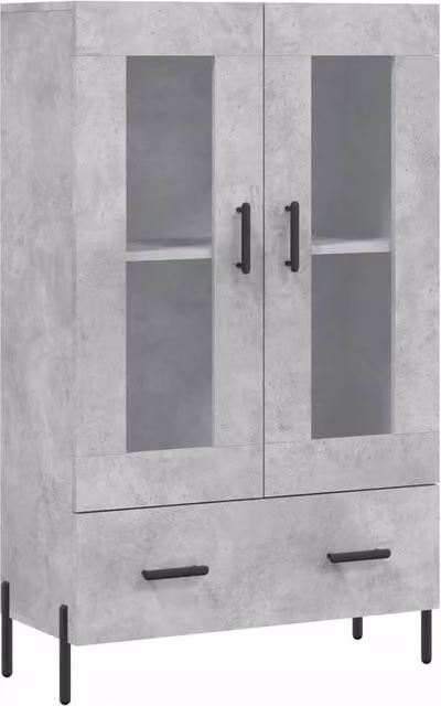 Berkfield Home Modern Highboard in Concrete Grey with Glass Doors, W/D/H: 69.5 x 31 x 115 cm – 1