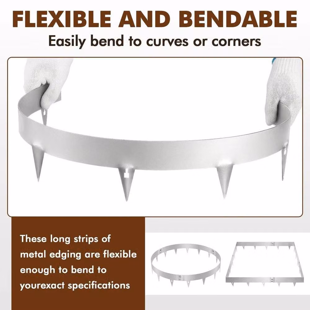 EONLION Metal Garden Edging Border in Silver – 3