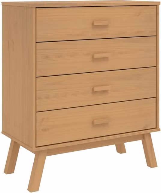 Berkfield Home OLDEN Drawer Cabinet in Brown Solid Wood Pine with Light Tan Finish