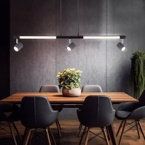 Netlighting Hl Bar LED Pendant Ceiling Light in Matt Black with 3000K Warm White Light – 3