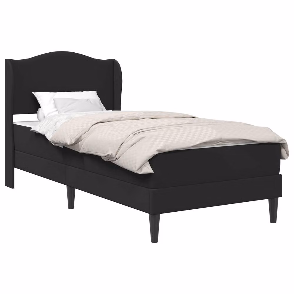 Berkfield Home Upholstered Bed Frame with Headboard in Black Faux Leather W/D/H: 90 x 190 cm – 2