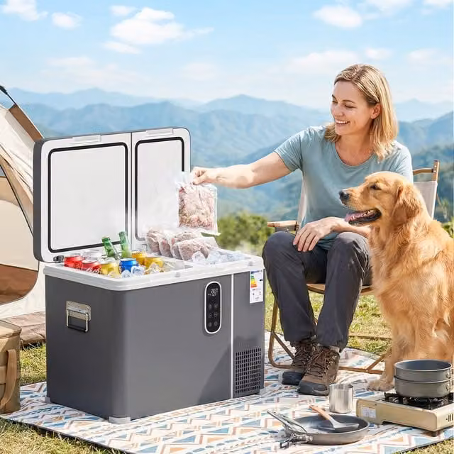 Outsunny Compressor Car Fridge with App Control and Bluetooth, Grey, 67.1 cm