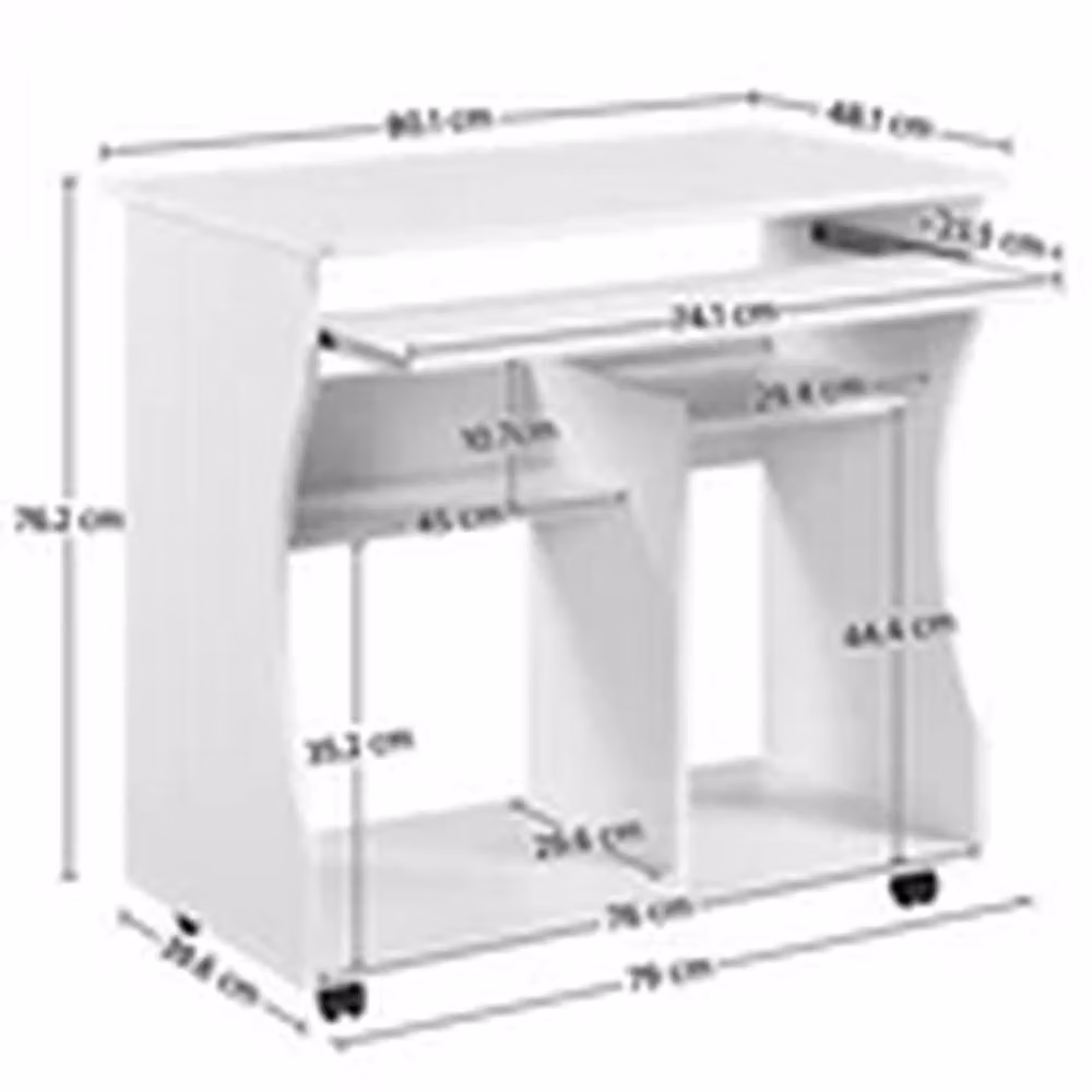 EONLION White Modern Rectangular Computer Desk with Castors for Home Office – 2