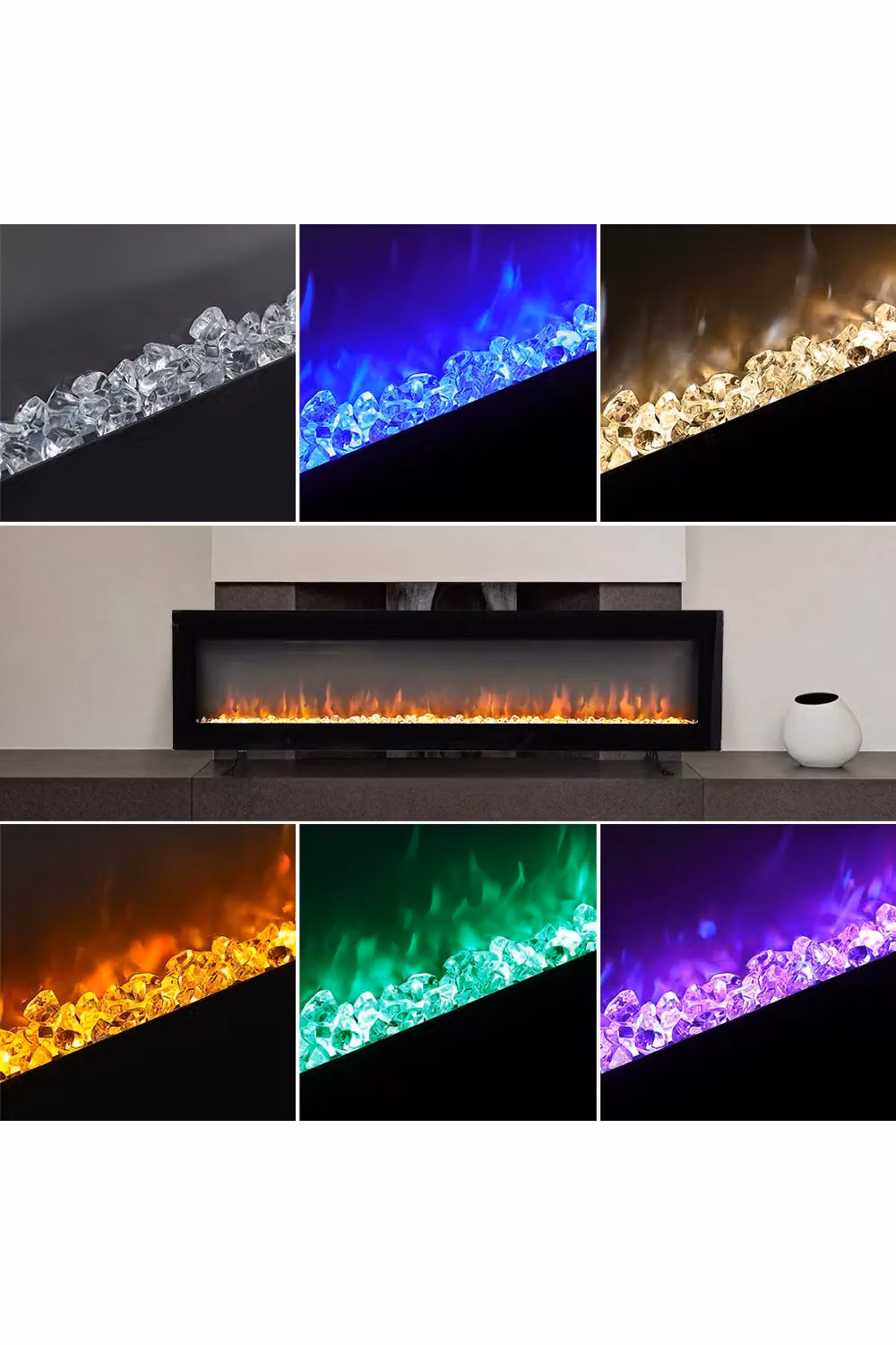 Living and Home 60 inch Wall Mount Electric Fireplace in Black – 4