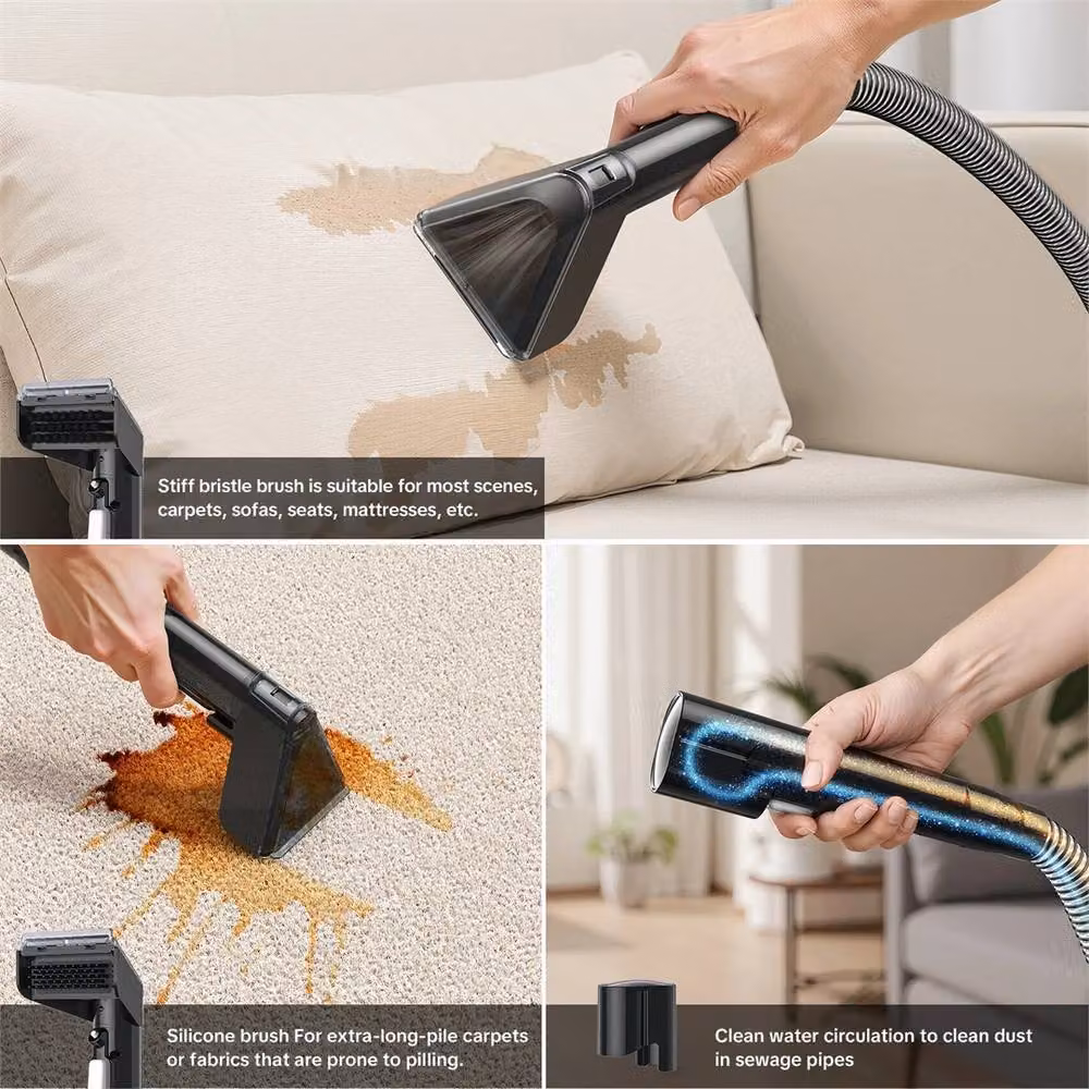 SPETLEK 3-in-1 Portable Carpet and Upholstery Cleaner with 15kPa Suction in Black – 6