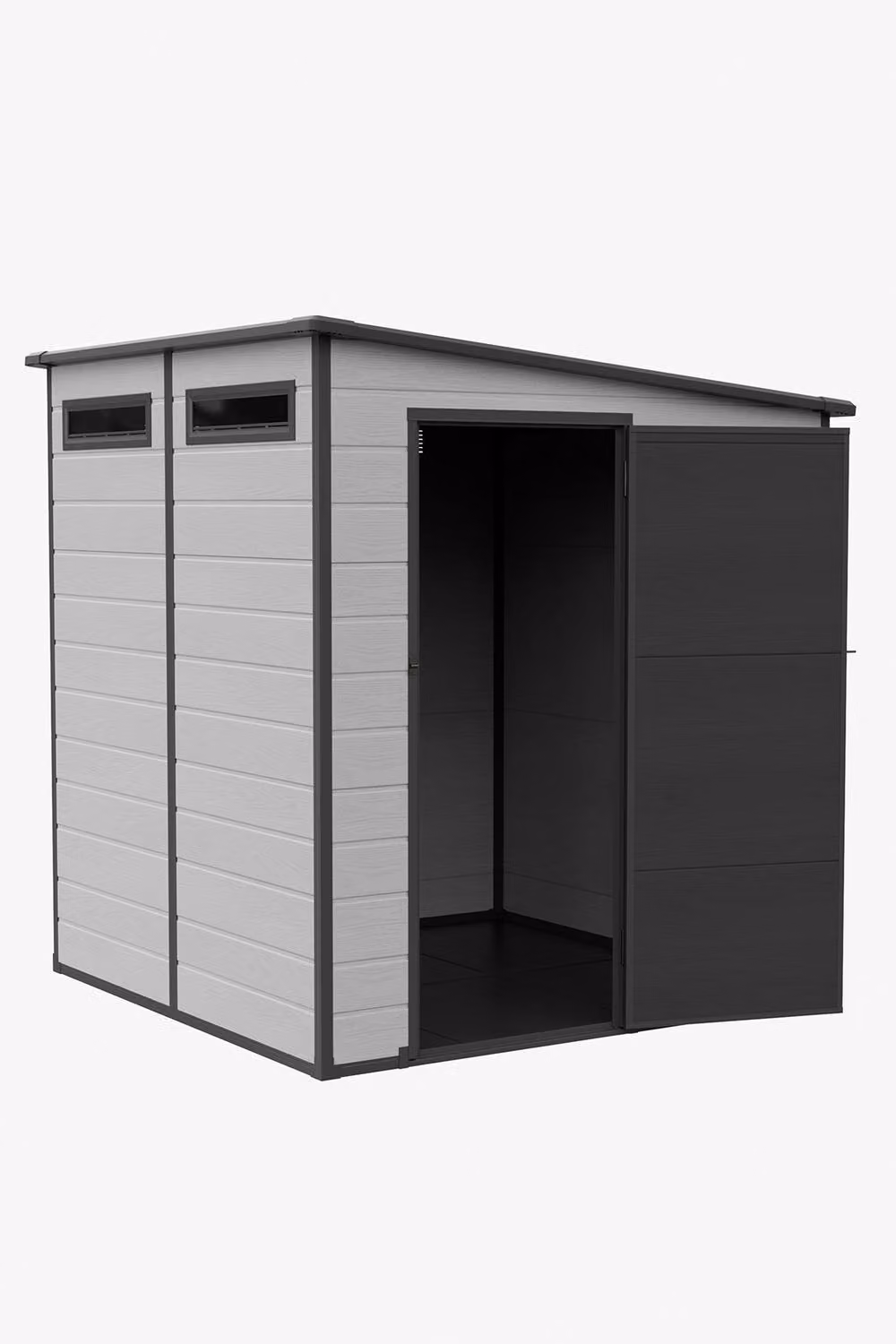 Living and Home Grey Plastic Pent Outdoor Garden Storage Shed with Single Door, W/D/H: 182.88 x 182.88 x 197.0 cm – 4