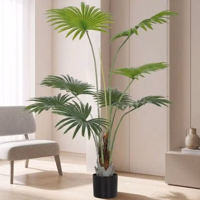 STILVORA Artificial Green Palm Tree with Weighted Concrete Pot, Height: 145 cm – 1