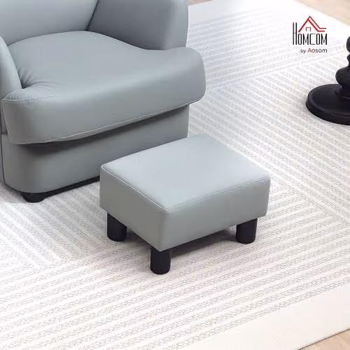 HOMCOM Grey Faux Leather Rectangular Foot Stool, W/D/H: 40 x 30 x 24 cm – 2