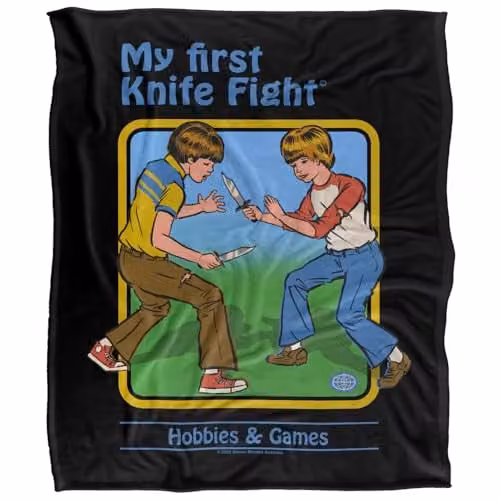 Steven Rhodes My First Knife Fight Super Soft Microfibre Throw Blanket W: 152 cm, D: 127 cm
