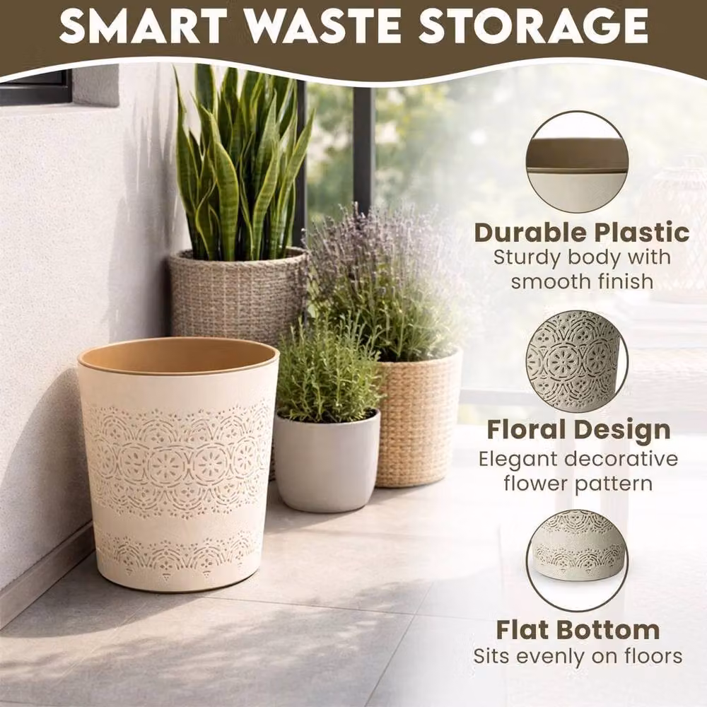 PAWNORA 9 Litre Plastic Paper Bin in Beige – 2