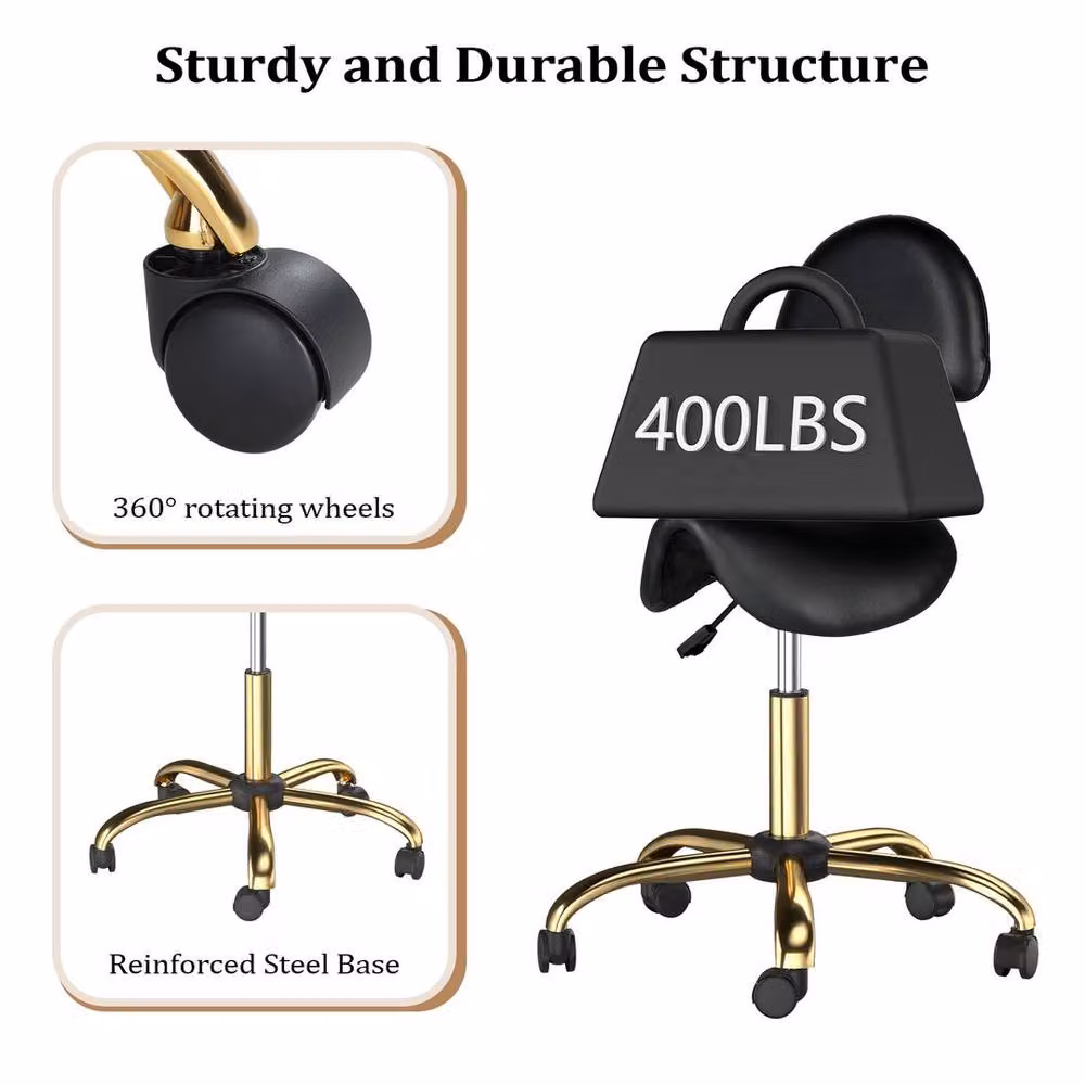 KORVIXA Black Swivel Active Stool with Backrest and Castors – 3