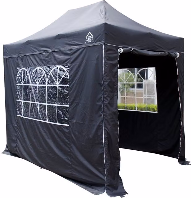 Black Superior Package 3x2 m Pop Up Gazebo with 4 Heavyweight Side Panels