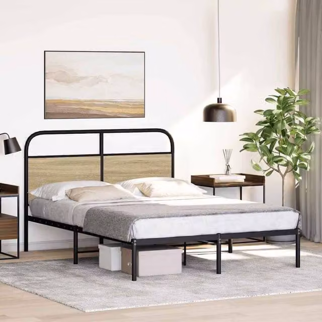 Berkfield Home Elegant Small Double Bed Frame in Sonoma Brown, W/D/H: 120 x 190 cm – 1