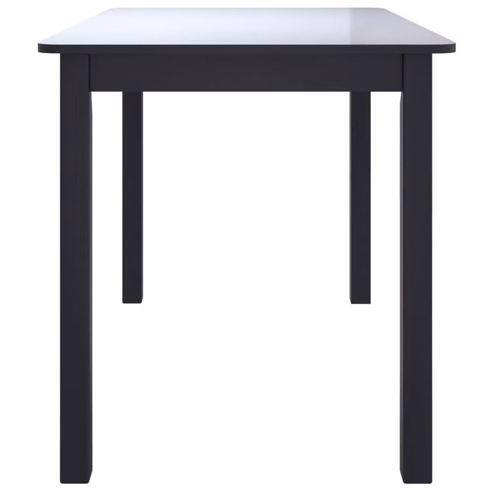 Berkfield Home Modern Black Rectangular Dining Table in Solid Rubberwood, W/D/H: 114 x 71 x 75 cm – 4