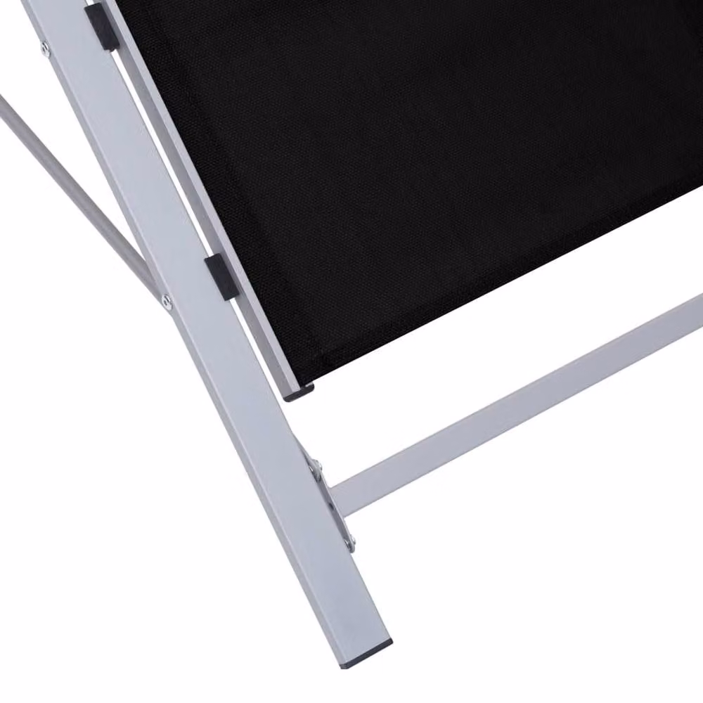 Berkfield Home Sunlounger in Black Powder Coated Aluminium and Textilene – 4