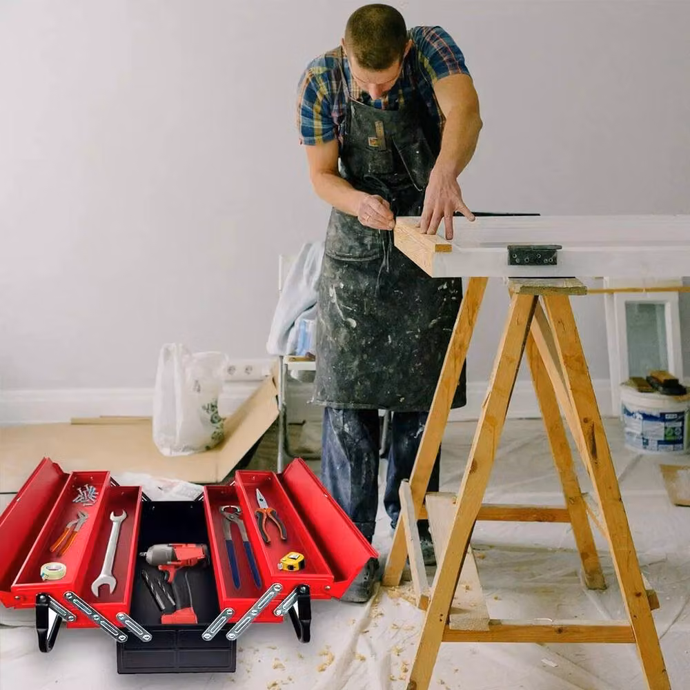 Hinsinc Heavy Duty 3 Tier Metal Cantilever Tool Box in Red, W: 52 cm, D: 52 cm – 2
