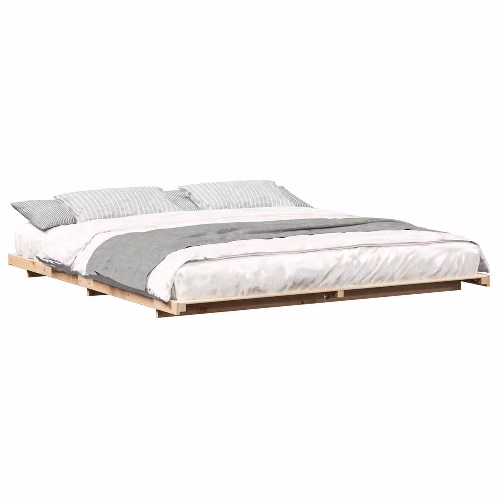 Berkfield Home Modern Bed Frame in Brown Solid Pine Wood, W: 180 cm, D: 220 cm – 2