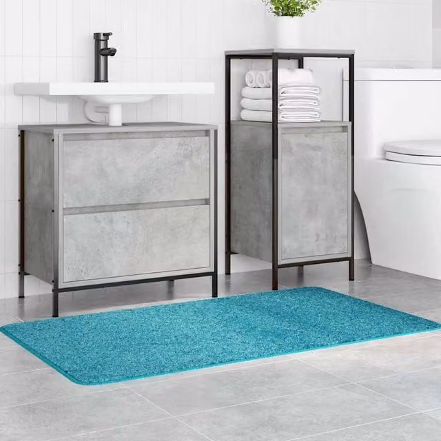 Berkfield Home Soft Rectangular Non-Slip Bath Mat, Turquoise, W: 70 cm, L: 120 cm – 1