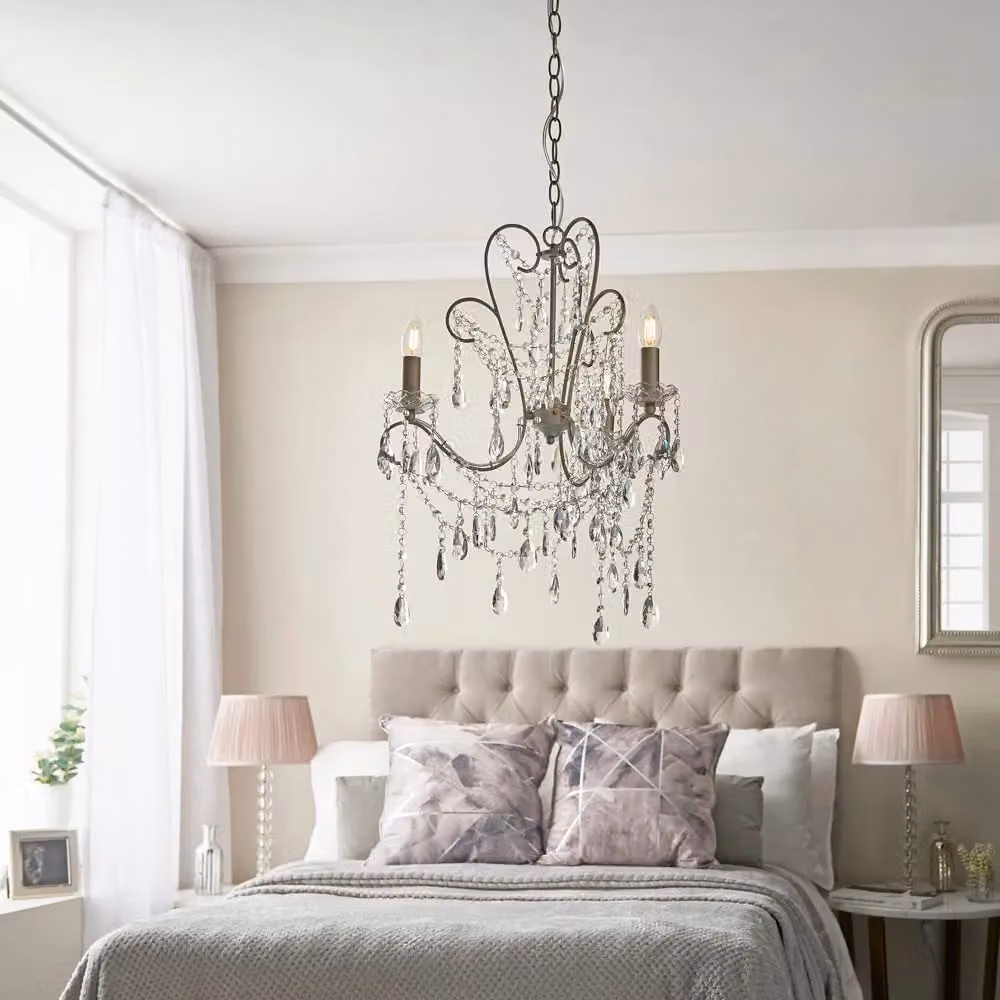 Loops Silver Aged Ceiling Chandelier with 3 Transparent Glass Bulbs – 2