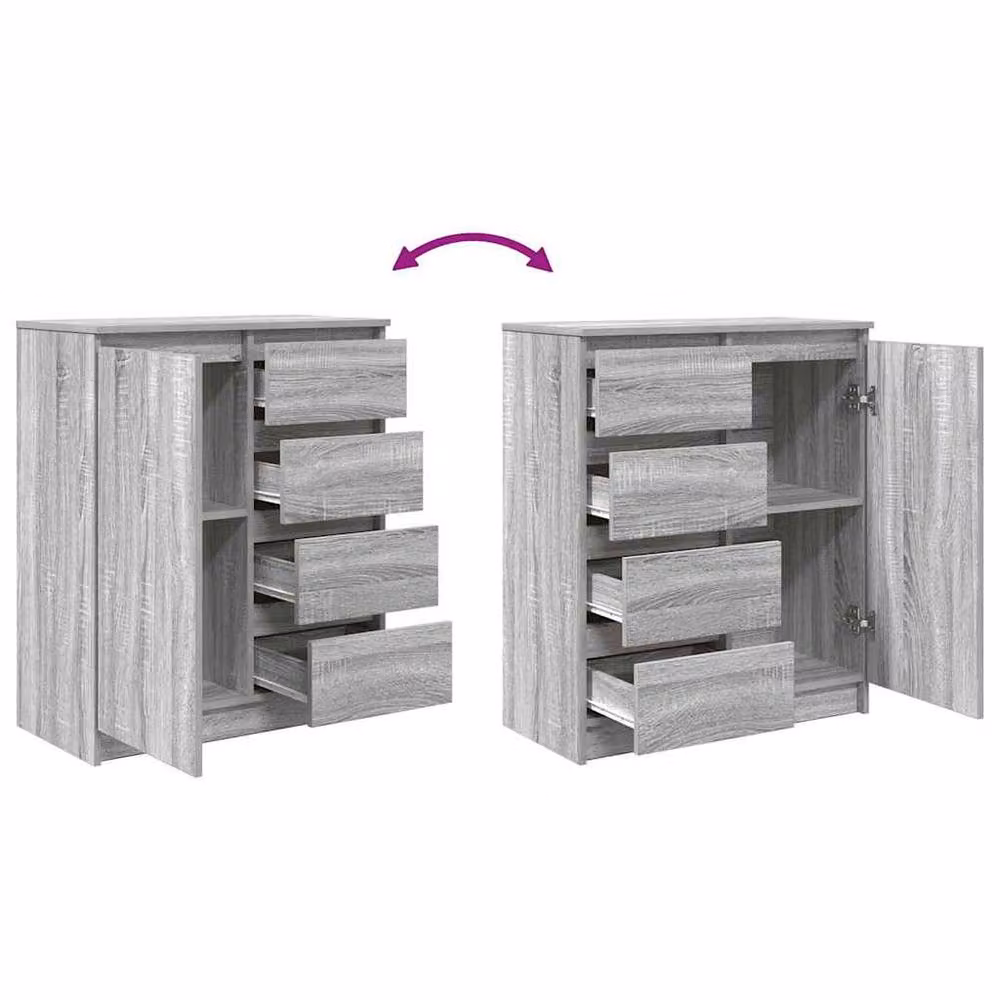 Berkfield Home Modern Sideboard with Drawers in Grey Sonoma, W/D/H: 71 x 35 x 84 cm – 3