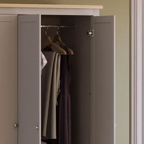 Vida Designs Arlington 3 Door 2 Drawer Wardrobe in Grey with Hanging Rod – 4