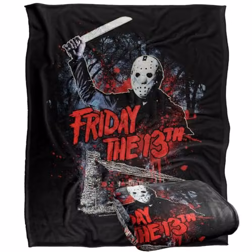 LOGOVISION Friday The 13th Cabin Silky Touch Super Soft Fleece Throw Blanket, Multicolour, W: 127 cm x L: 152.4 cm – 1