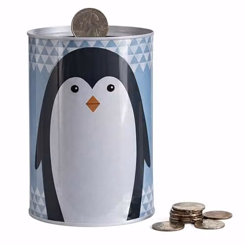 Premier Housewares Parker The Penguin Large Money Tin in Blue