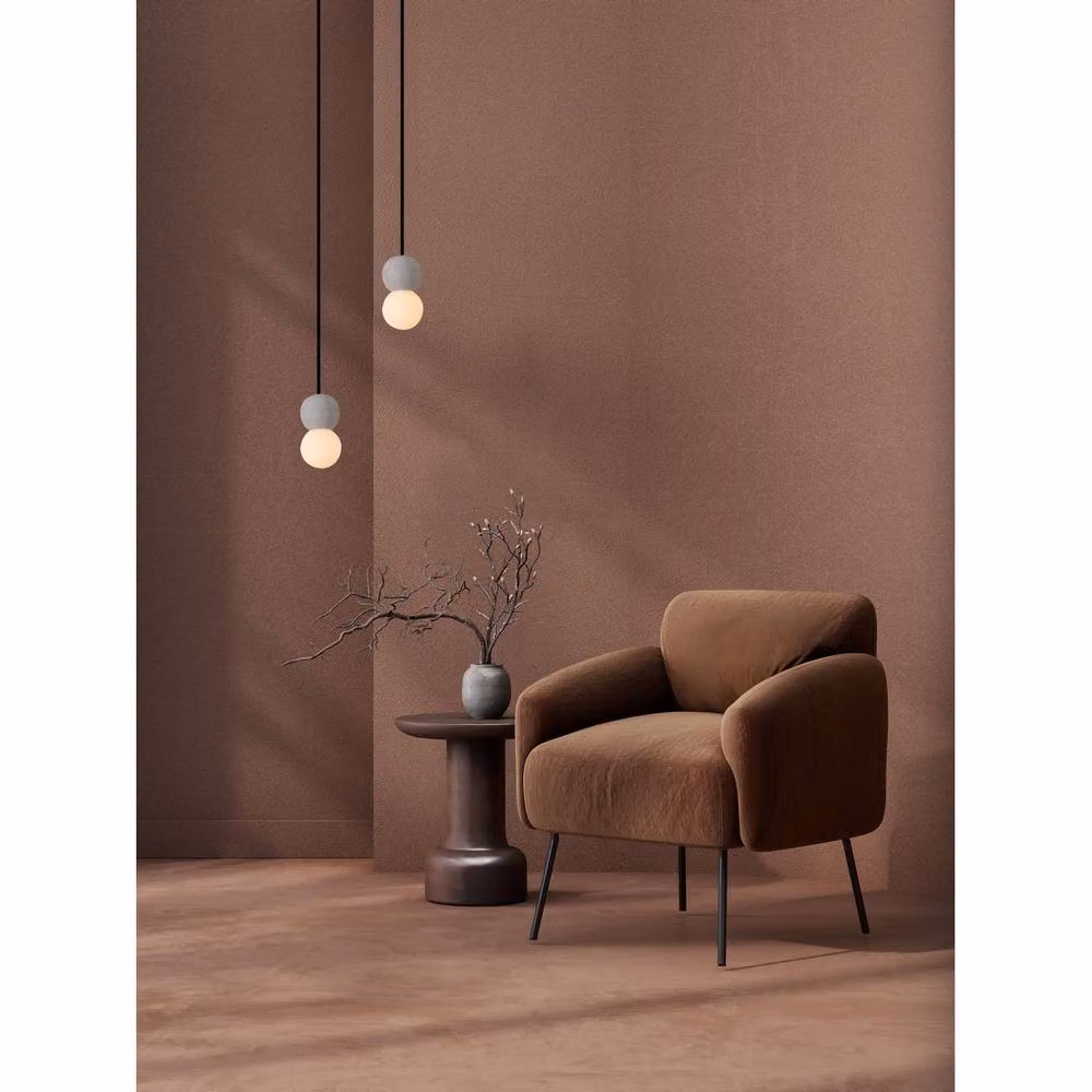 Nova Luce Zero Slim Suspended Pendant Ceiling Light in Grey and Brown with Concrete and Glass Details, G9 LED, Dimmable – 2