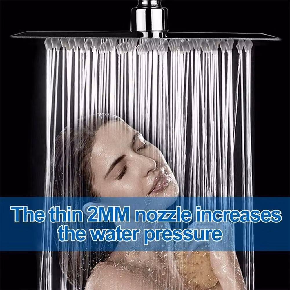 NESTLUNE Square Overhead Rainfall Shower Head in Silver Chrome, 30.48 x 30.48 cm – 3