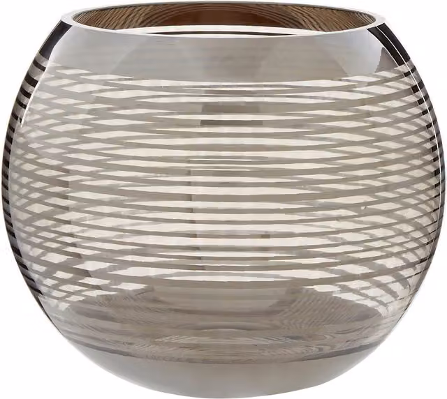 Interiors by Premier Orsina Raya Small Round Striped Glass Vase in Black and Silver