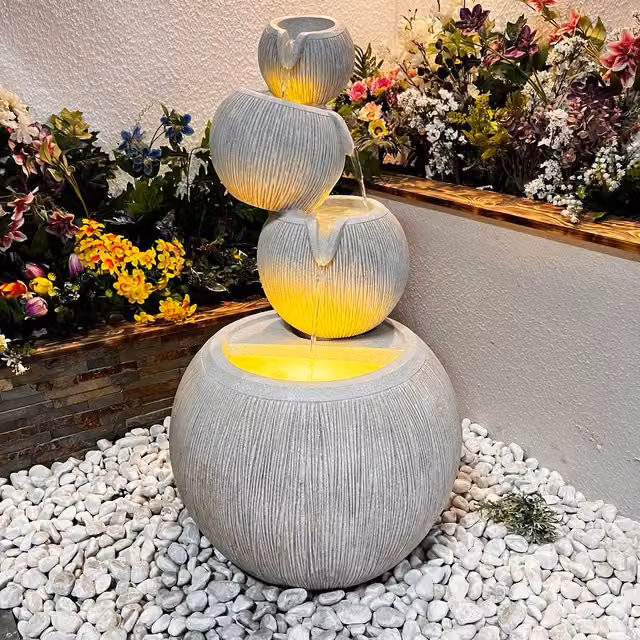 Tranquillity Water Features Imitation Falls Contemporary Grey Mains Water Cascade